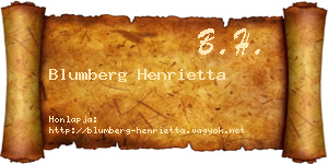 Blumberg Henrietta névjegykártya